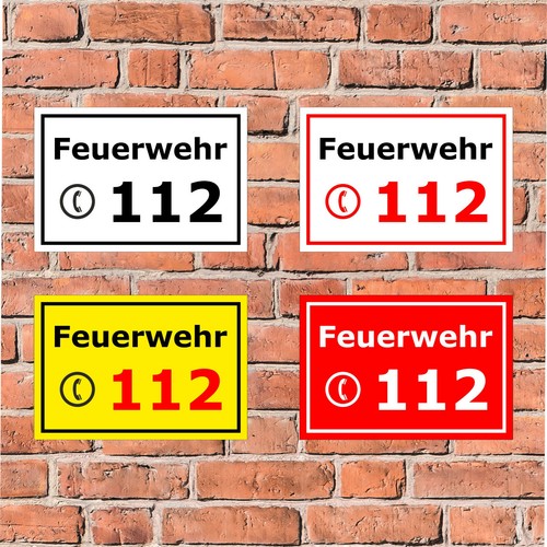 Schild feuerwehr 112 notruf - feuerwehr,